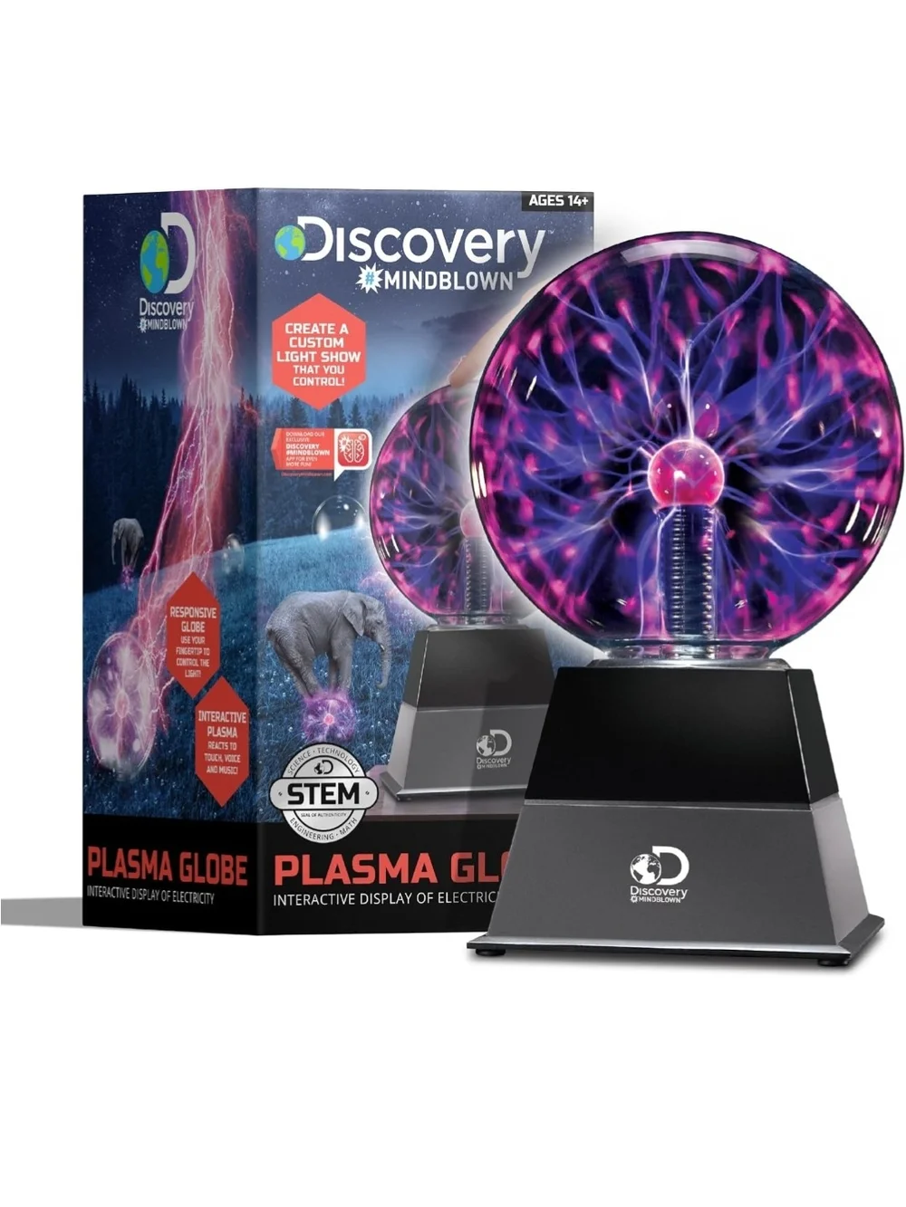Discovery Plasma Globe Lamp - Purple and Pink Lightning Display NWT In Box
